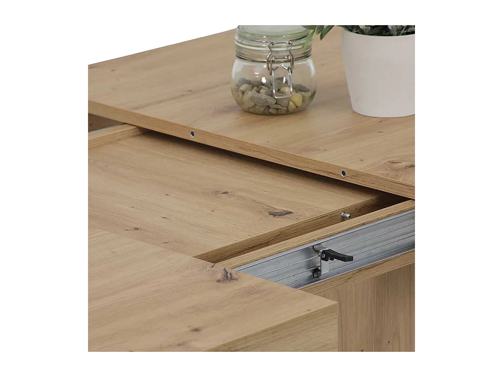 Küchen Tisch ausziehbar mit zwei Einlegeplatten Wildeichefarben & Schwarz