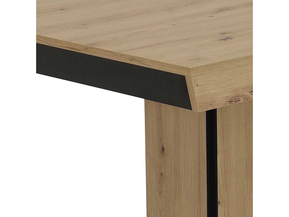 Küchen Tisch ausziehbar mit zwei Einlegeplatten Wildeichefarben & Schwarz