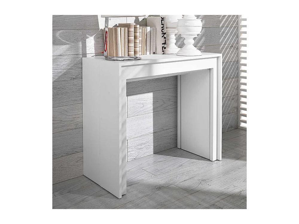 Design Schreibtisch in Weiß ausziehbar