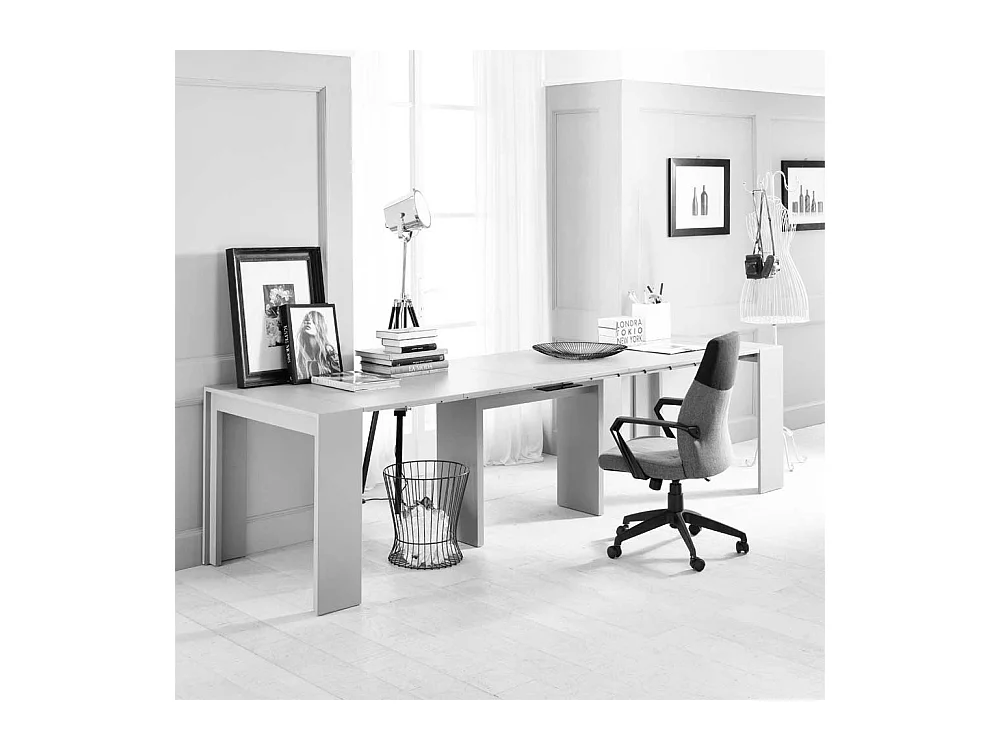 Design Schreibtisch in Weiß ausziehbar