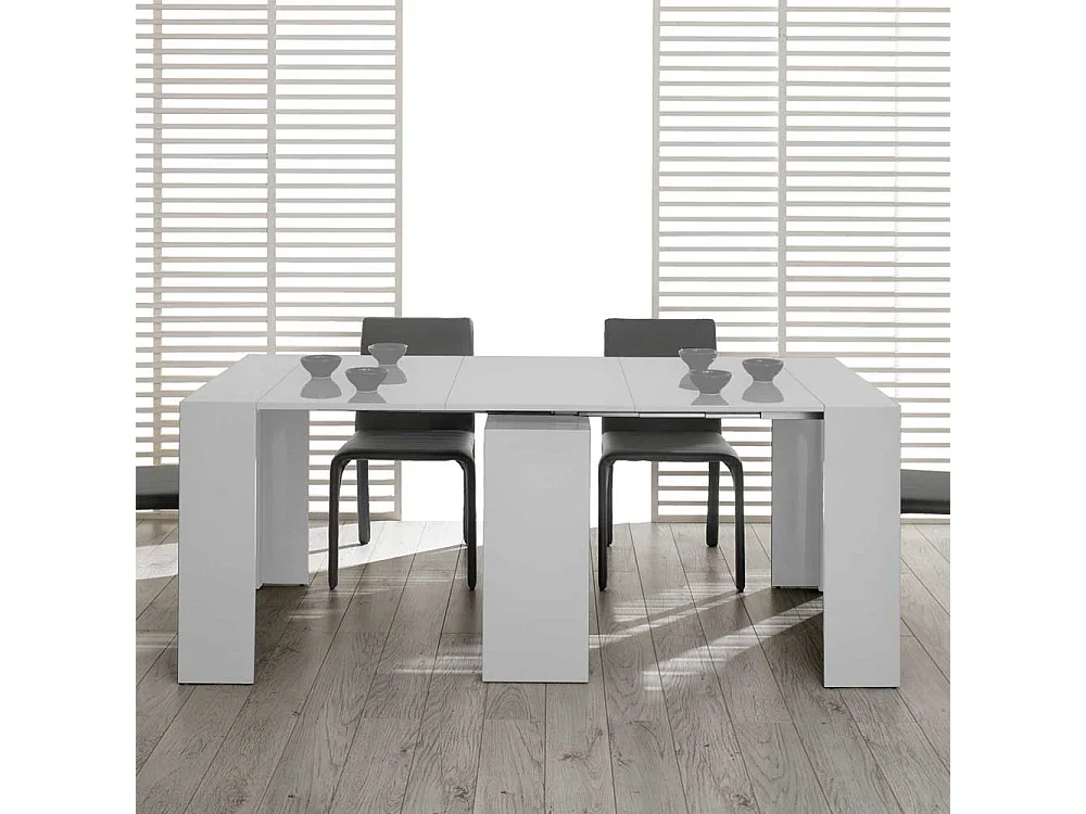 Design Schreibtisch in Weiß ausziehbar