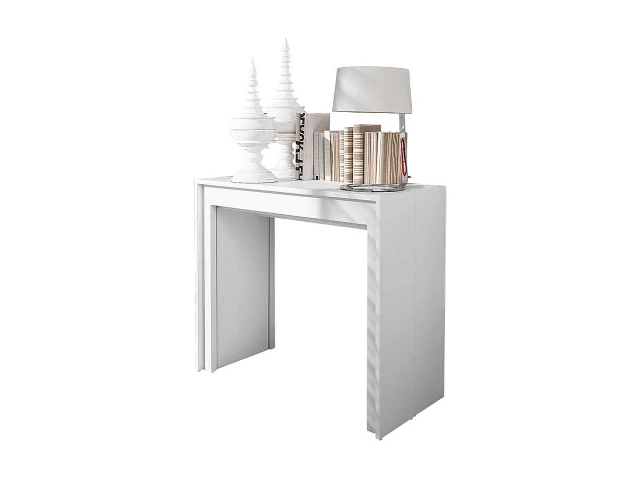 Design Schreibtisch in Weiß ausziehbar