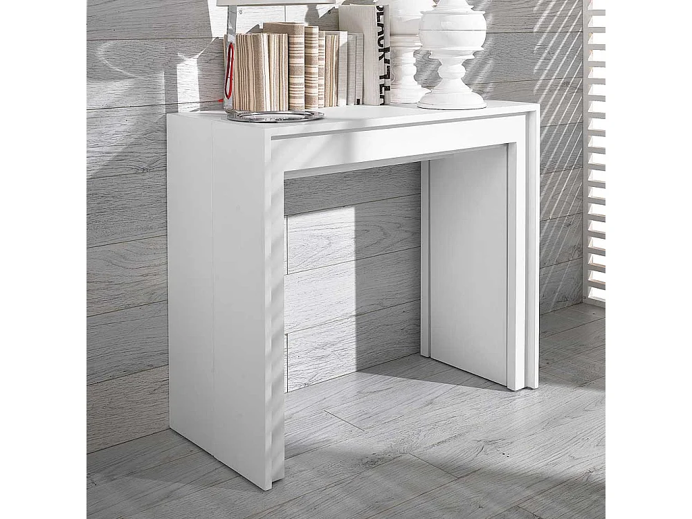 Design Schreibtisch in Weiß ausziehbar