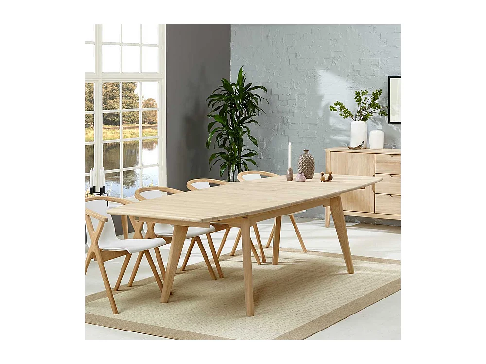 Ausziehbarer Esszimmertisch in Bootsform Eiche massiv und Bianco geölt