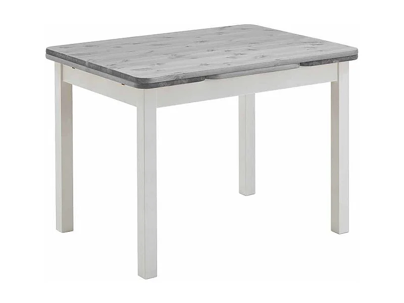 Ausziehbarer Tisch in Weiß Grau Massivholz