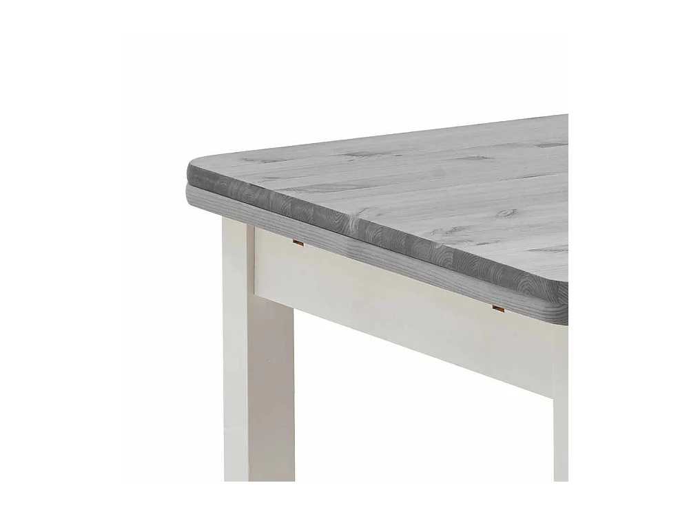 Ausziehbarer Tisch in Weiß Grau Massivholz