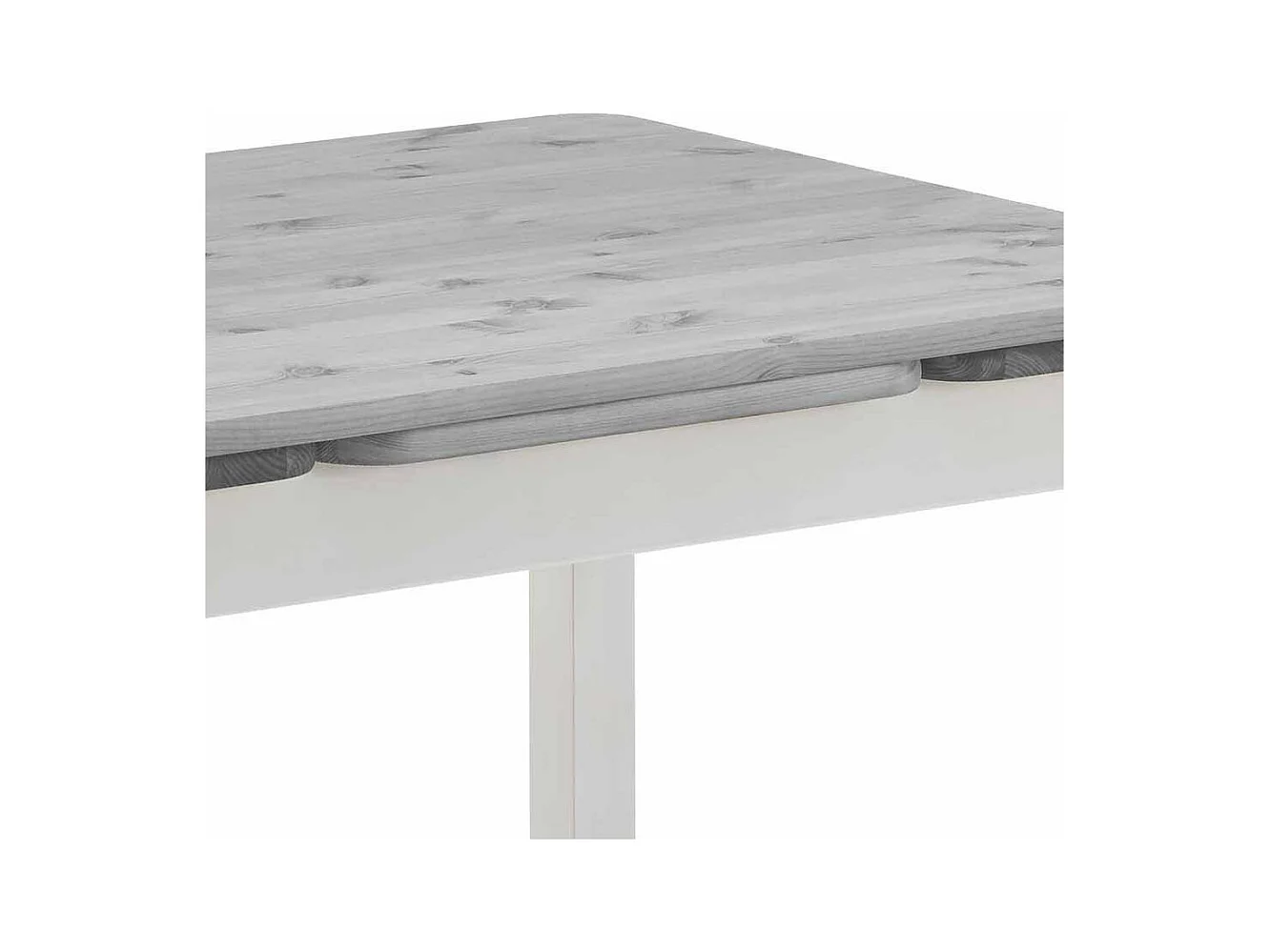Ausziehbarer Tisch in Weiß Grau Massivholz