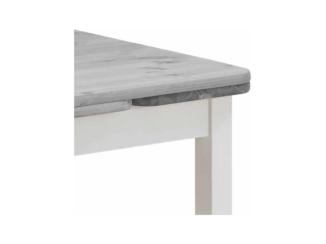 Ausziehbarer Tisch in Weiß Grau Massivholz