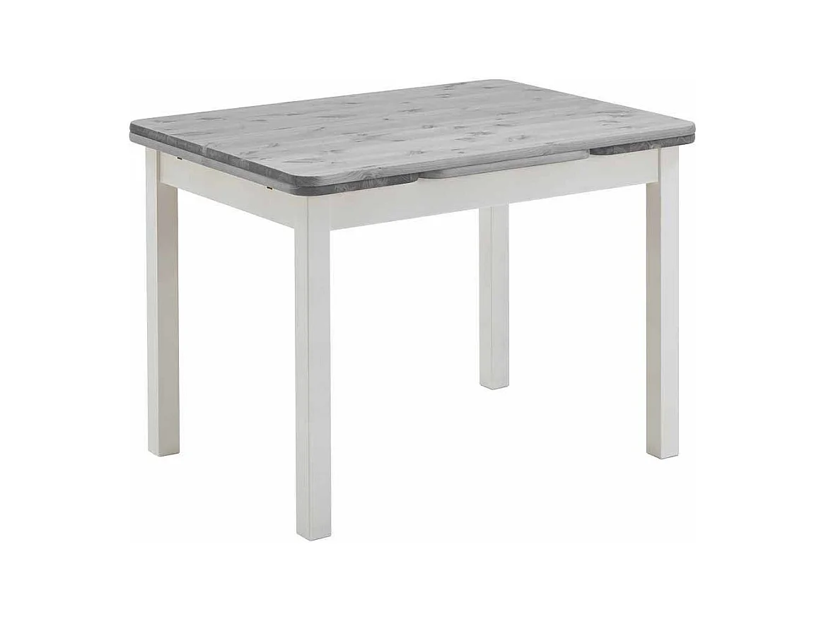 Ausziehbarer Tisch in Weiß Grau Massivholz