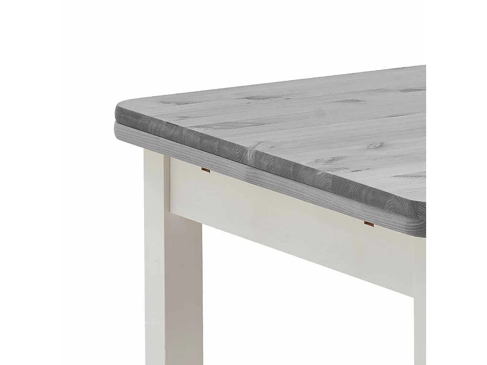 Ausziehbarer Tisch in Weiß Grau Massivholz