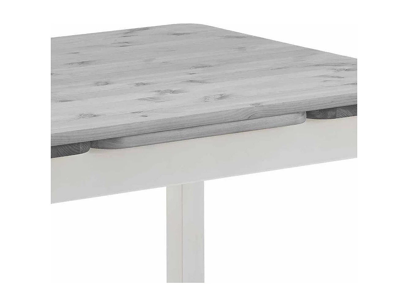 Ausziehbarer Tisch in Weiß Grau Massivholz