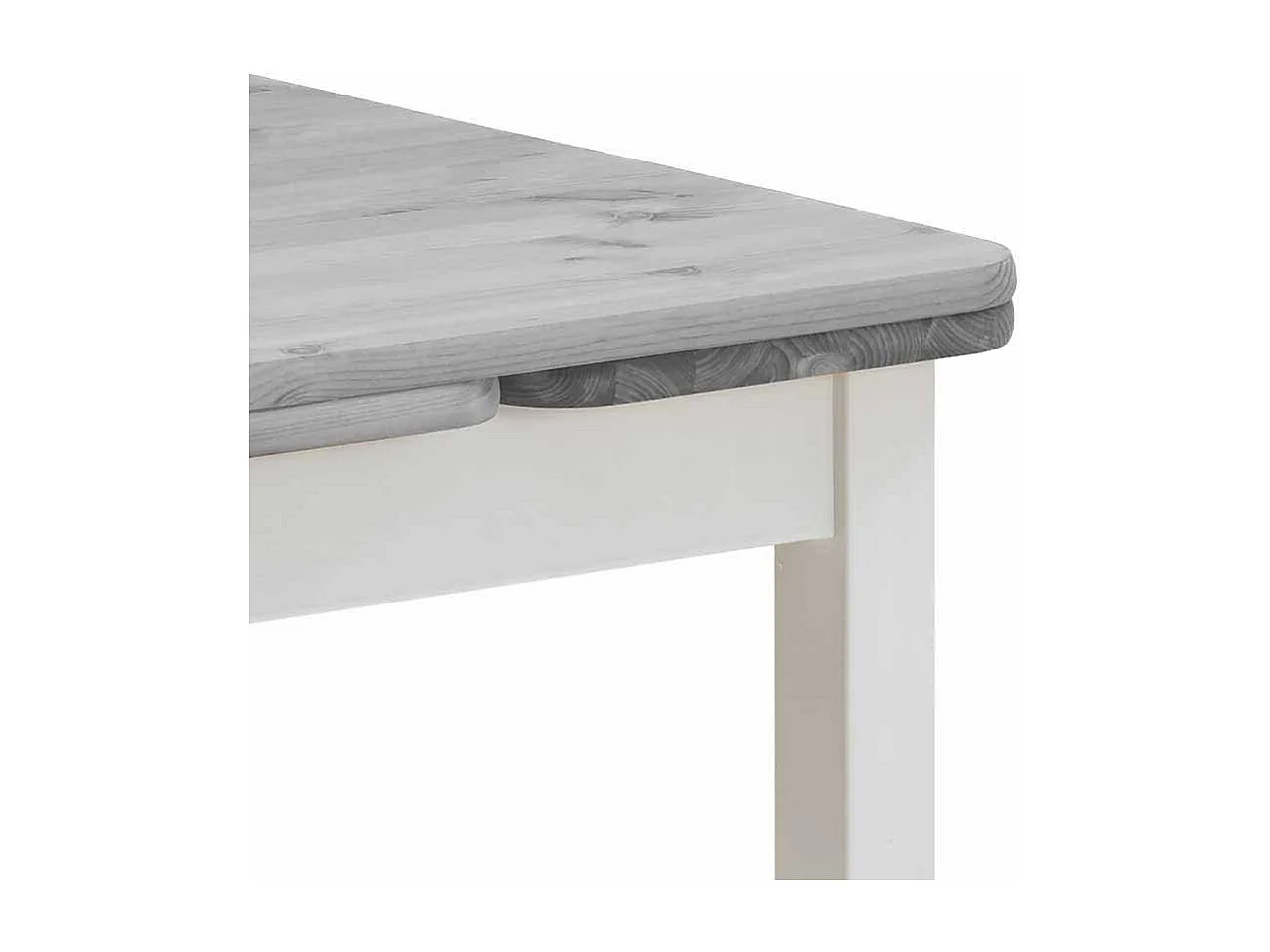 Ausziehbarer Tisch in Weiß Grau Massivholz