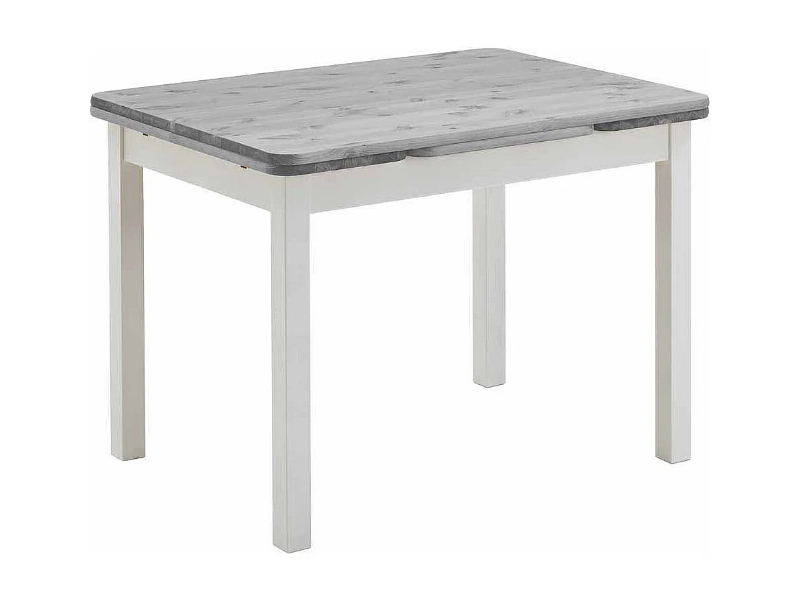 Ausziehbarer Tisch in Weiß Grau Massivholz