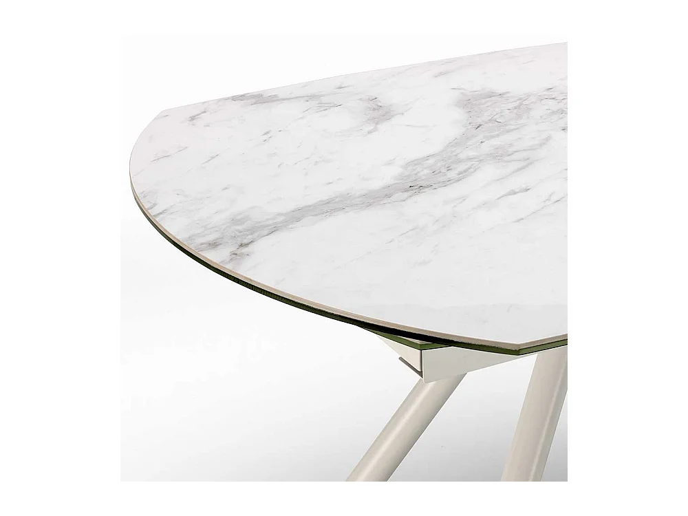 Ausziehbarer Esszimmertisch mit Keramikplatte Hellgrau und Weiß