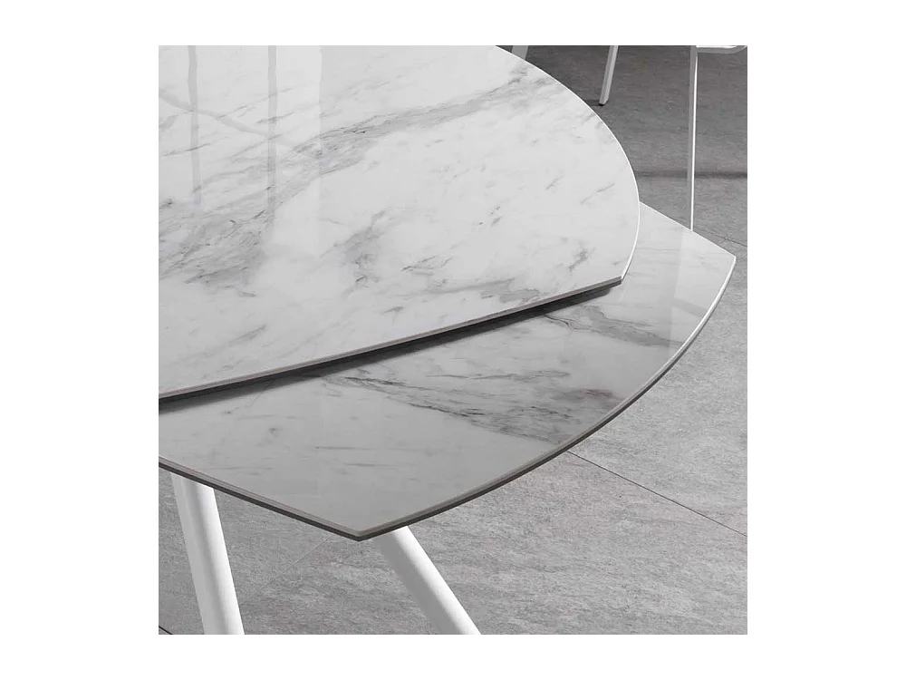 Ausziehbarer Esszimmertisch mit Keramikplatte Hellgrau und Weiß