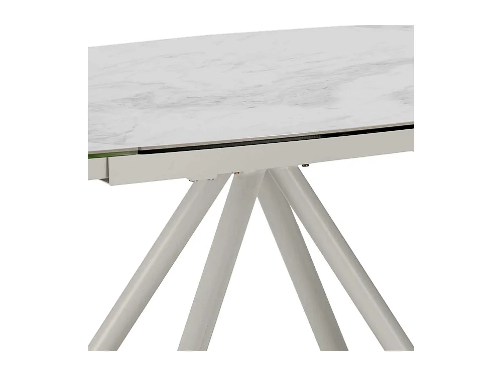 Ausziehbarer Esszimmertisch mit Keramikplatte Hellgrau und Weiß