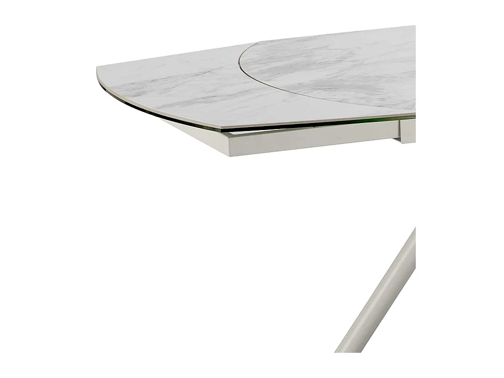 Ausziehbarer Esszimmertisch mit Keramikplatte Hellgrau und Weiß