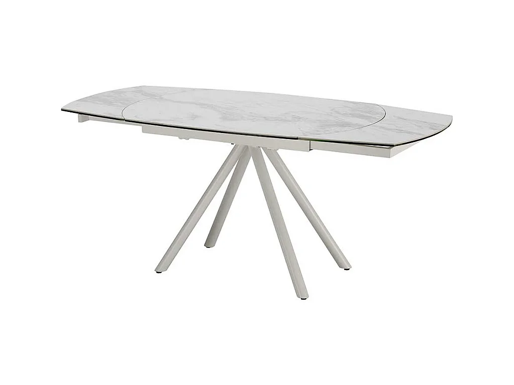 Ausziehbarer Esszimmertisch mit Keramikplatte Hellgrau und Weiß