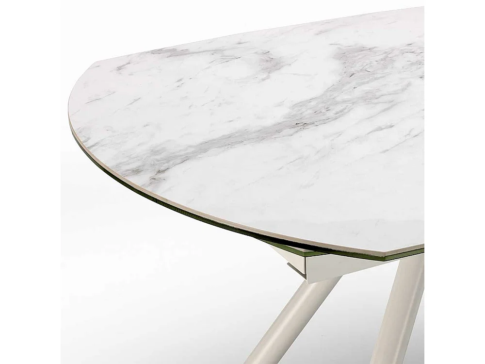 Ausziehbarer Esszimmertisch mit Keramikplatte Hellgrau und Weiß