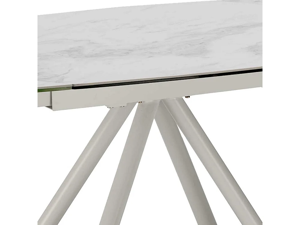 Ausziehbarer Esszimmertisch mit Keramikplatte Hellgrau und Weiß