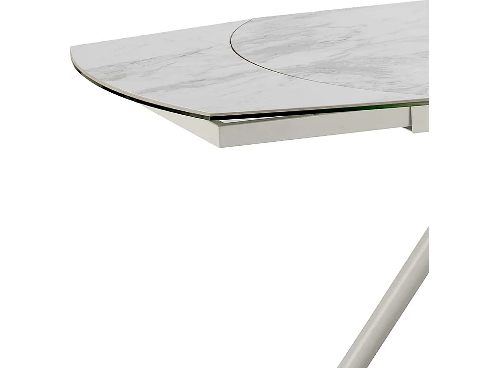 Ausziehbarer Esszimmertisch mit Keramikplatte Hellgrau und Weiß