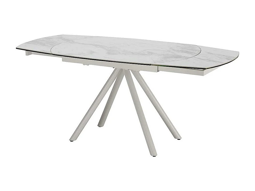 Ausziehbarer Esszimmertisch mit Keramikplatte Hellgrau und Weiß