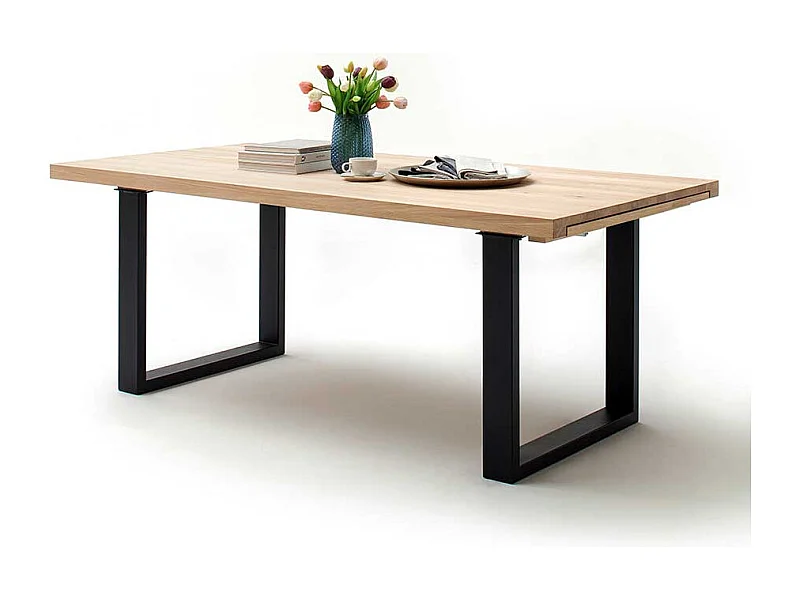 Esszimmertisch in Eiche Bianco massiv ausziehbar