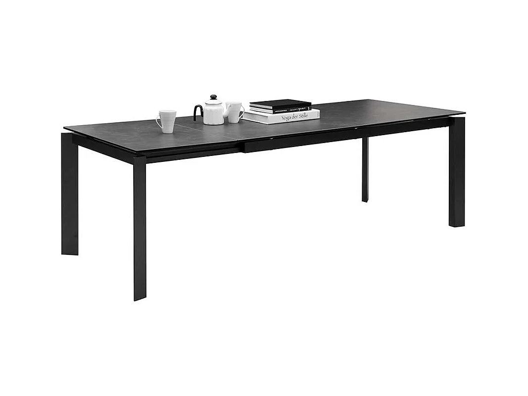 Esstisch mit Keramik Platte in Anthrazit und Grau ausziehbar