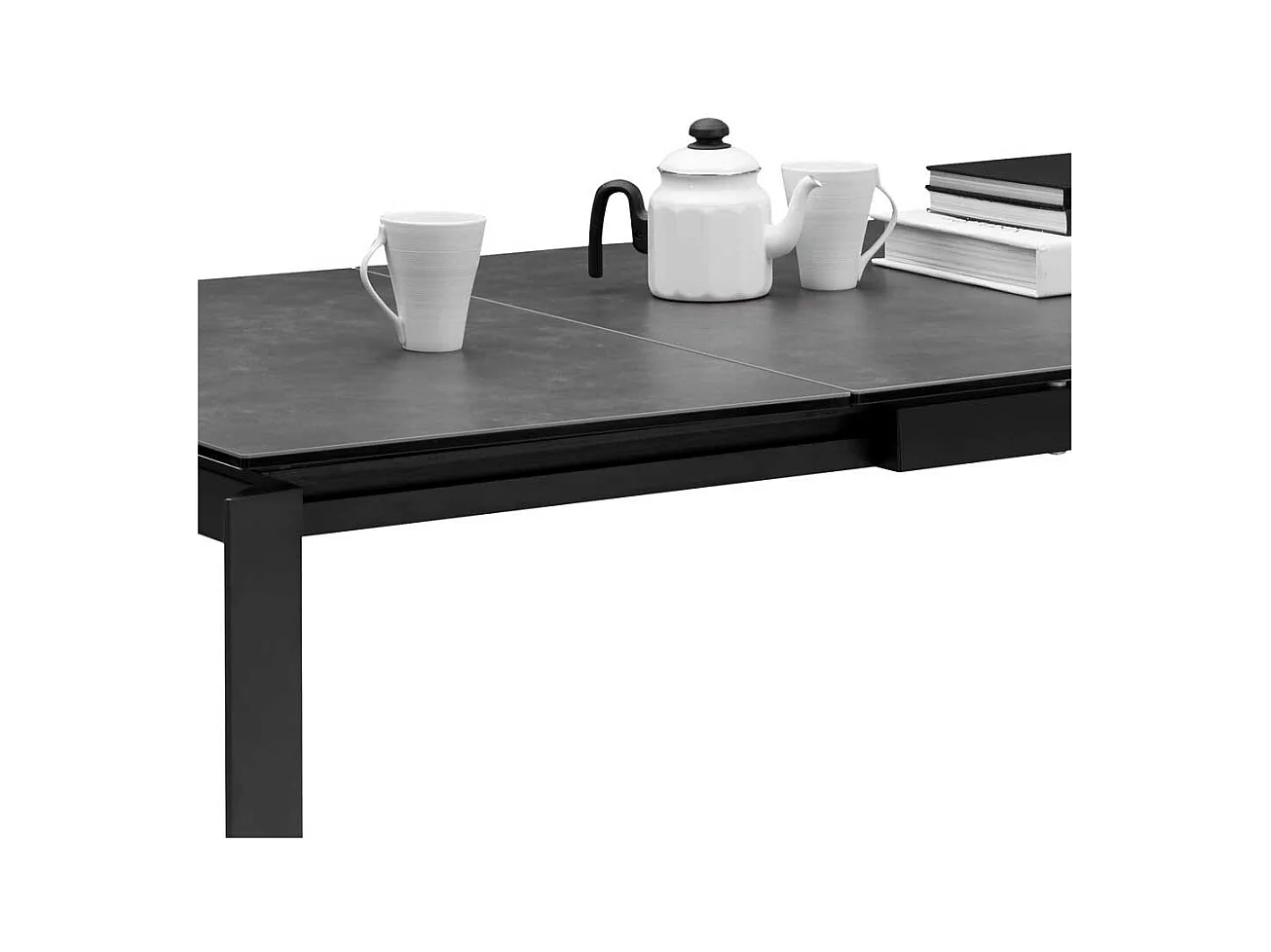 Esstisch mit Keramik Platte in Anthrazit und Grau ausziehbar