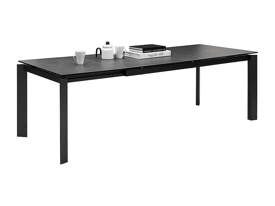 Esstisch mit Keramik Platte in Anthrazit und Grau ausziehbar