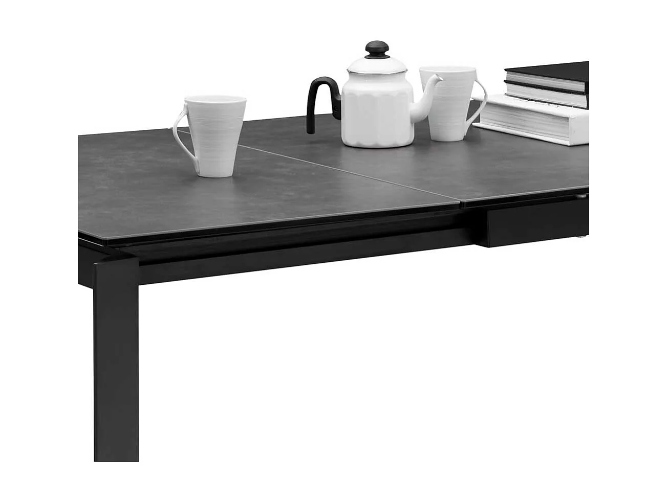 Esstisch mit Keramik Platte in Anthrazit und Grau ausziehbar