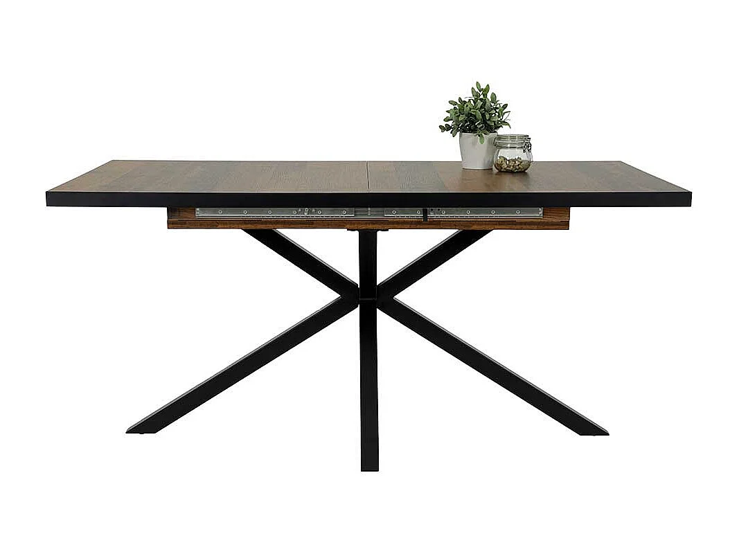 Moderner Esstisch in Holz Antik Optik und Schwarz ausziehbar
