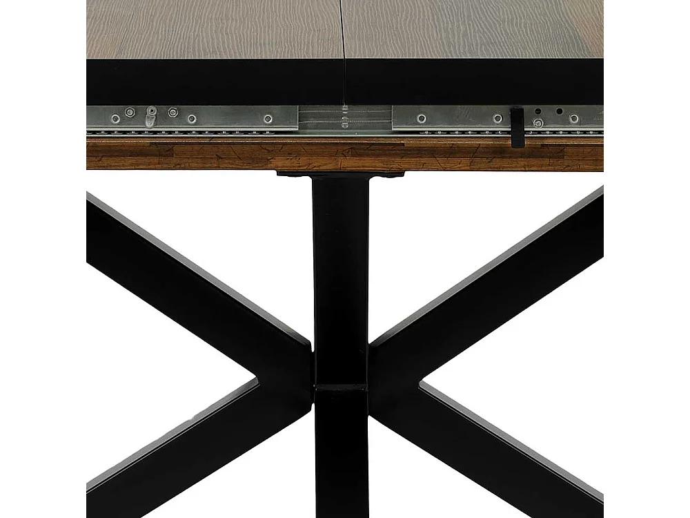 Moderner Esstisch in Holz Antik Optik und Schwarz ausziehbar