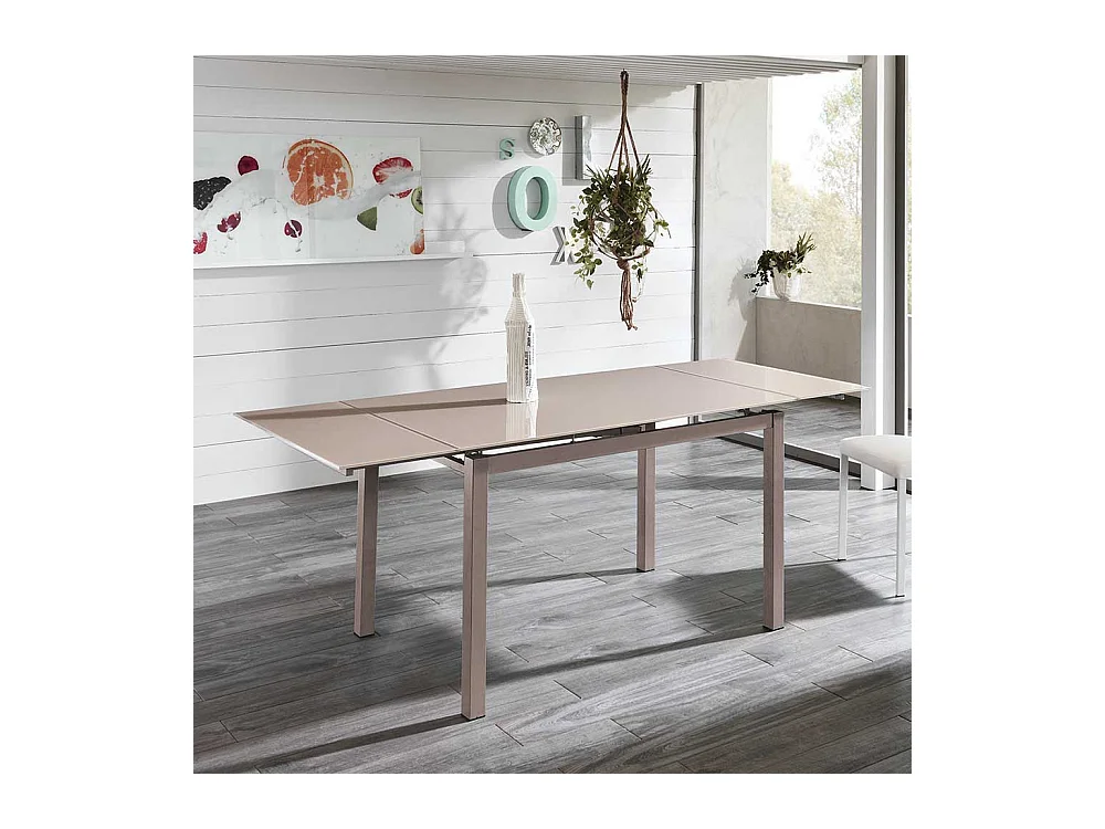 Esstisch in Hellbraun Glas ausziehbar