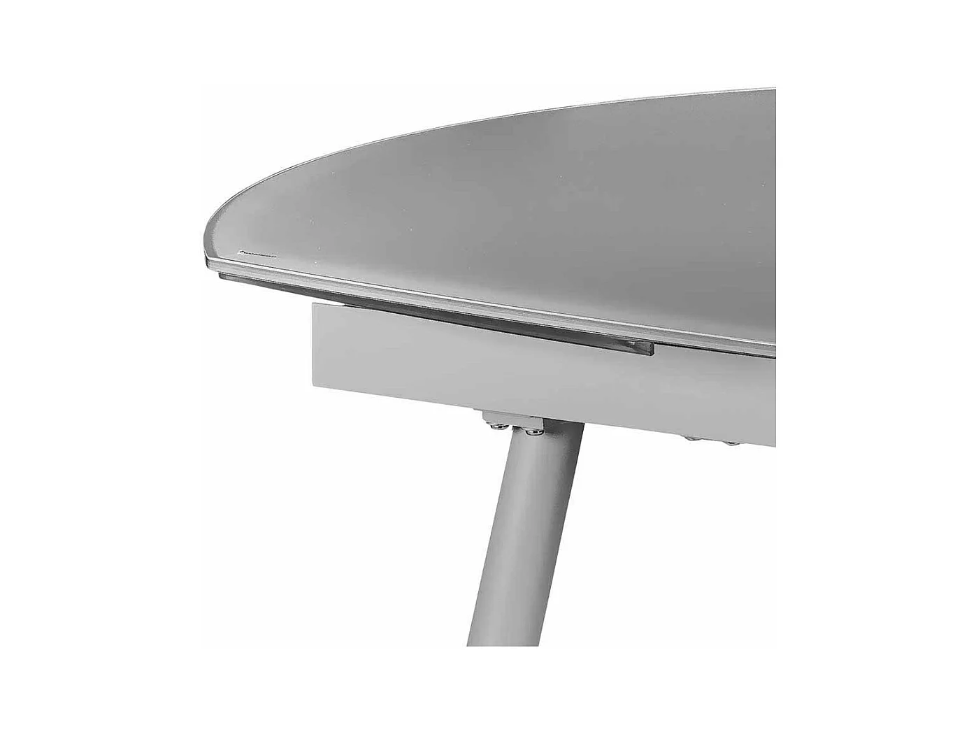 Design Küchentisch in Grau Glas abgerundet ausziehbar