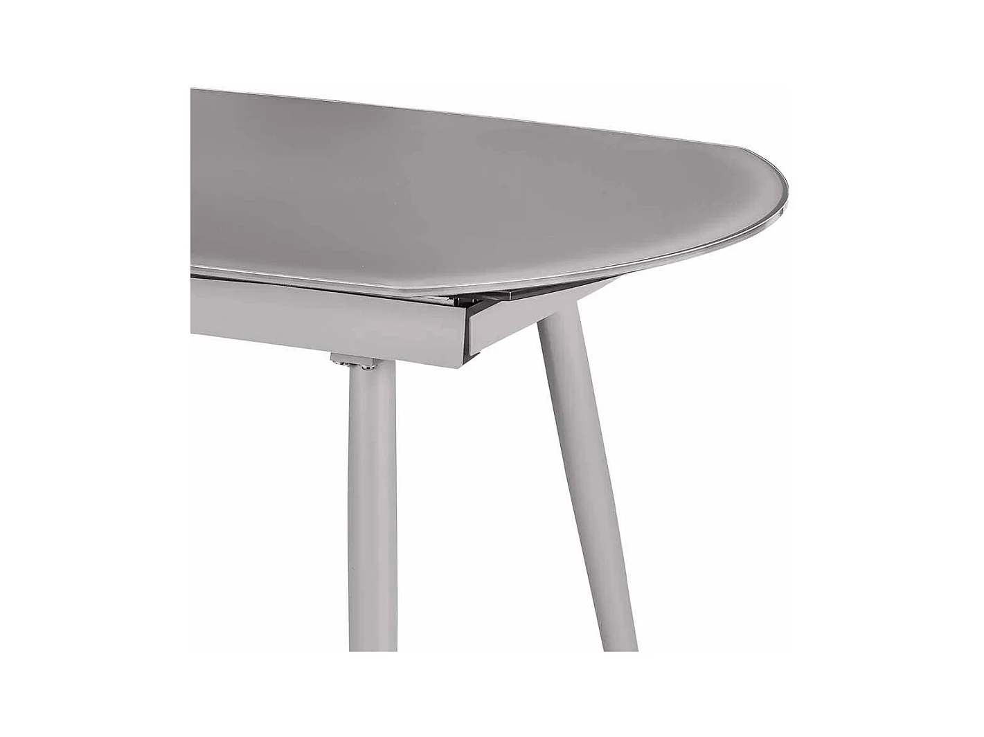 Design Küchentisch in Grau Glas abgerundet ausziehbar