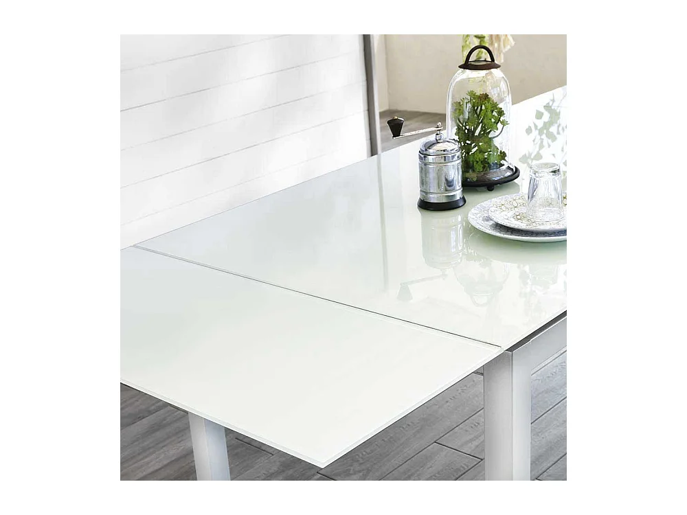 Ausziehbarer Tisch in Weiß Glasplatte