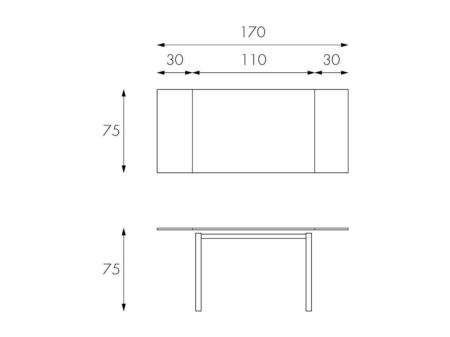 Ausziehbarer Tisch in Weiß Glasplatte