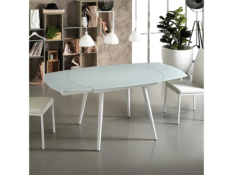 Esszimmertisch mit Glasplatte Kunstleder ausziehbar