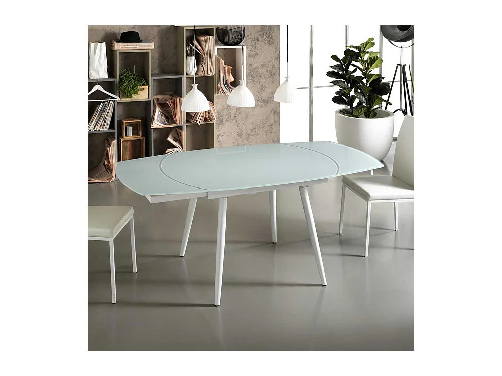 Esszimmertisch mit Glasplatte Kunstleder ausziehbar