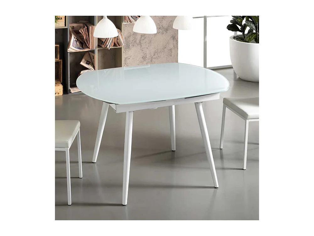 Esszimmertisch mit Glasplatte Kunstleder ausziehbar