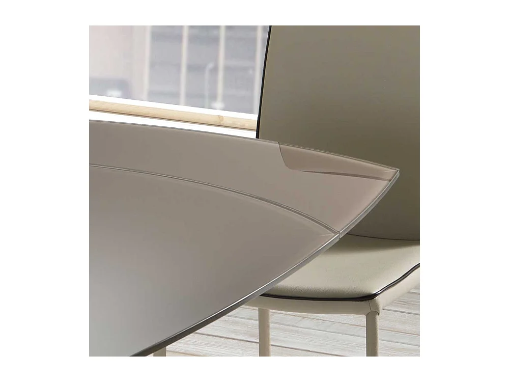 Moderner Esstisch mit grau-brauner Glasplatte ausziehbar