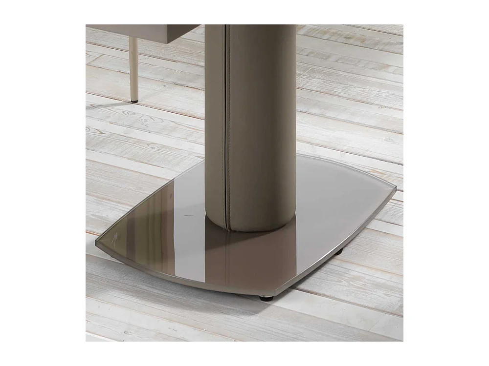 Moderner Esstisch mit grau-brauner Glasplatte ausziehbar