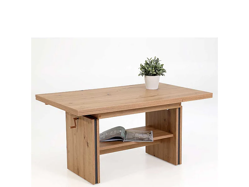 Couchtisch in Wildeichefarben ausziehbar und höhenverstellbar