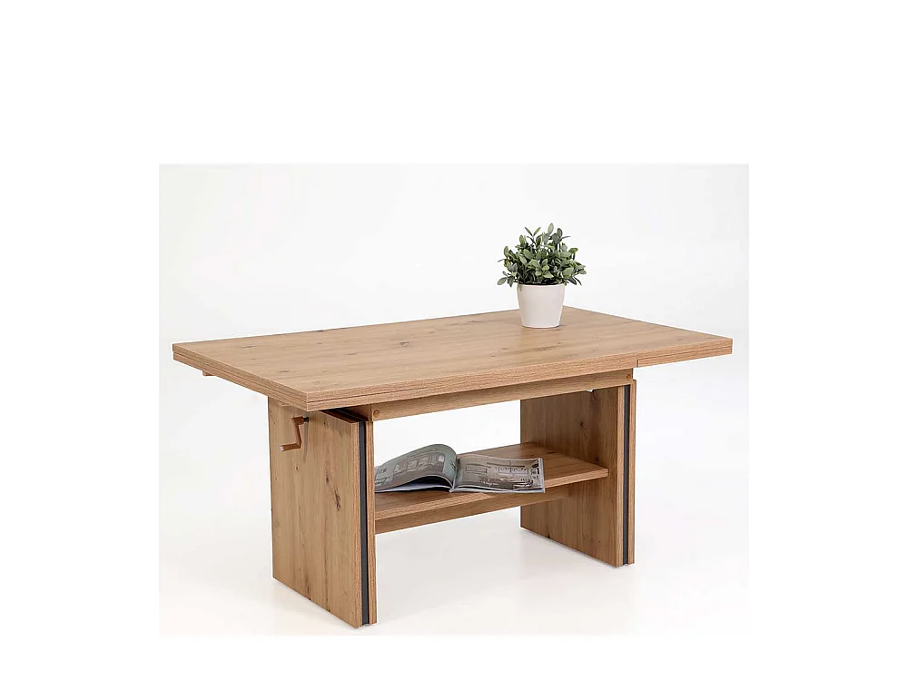 Couchtisch in Wildeichefarben ausziehbar und höhenverstellbar