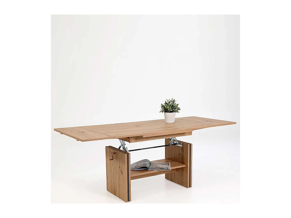 Couchtisch in Wildeichefarben ausziehbar und höhenverstellbar