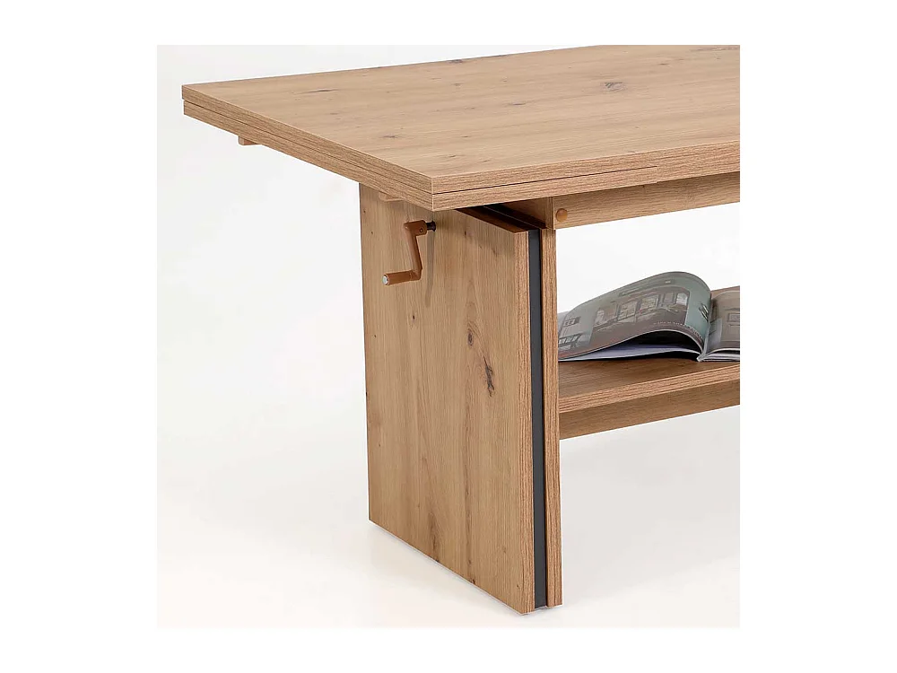 Couchtisch in Wildeichefarben ausziehbar und höhenverstellbar