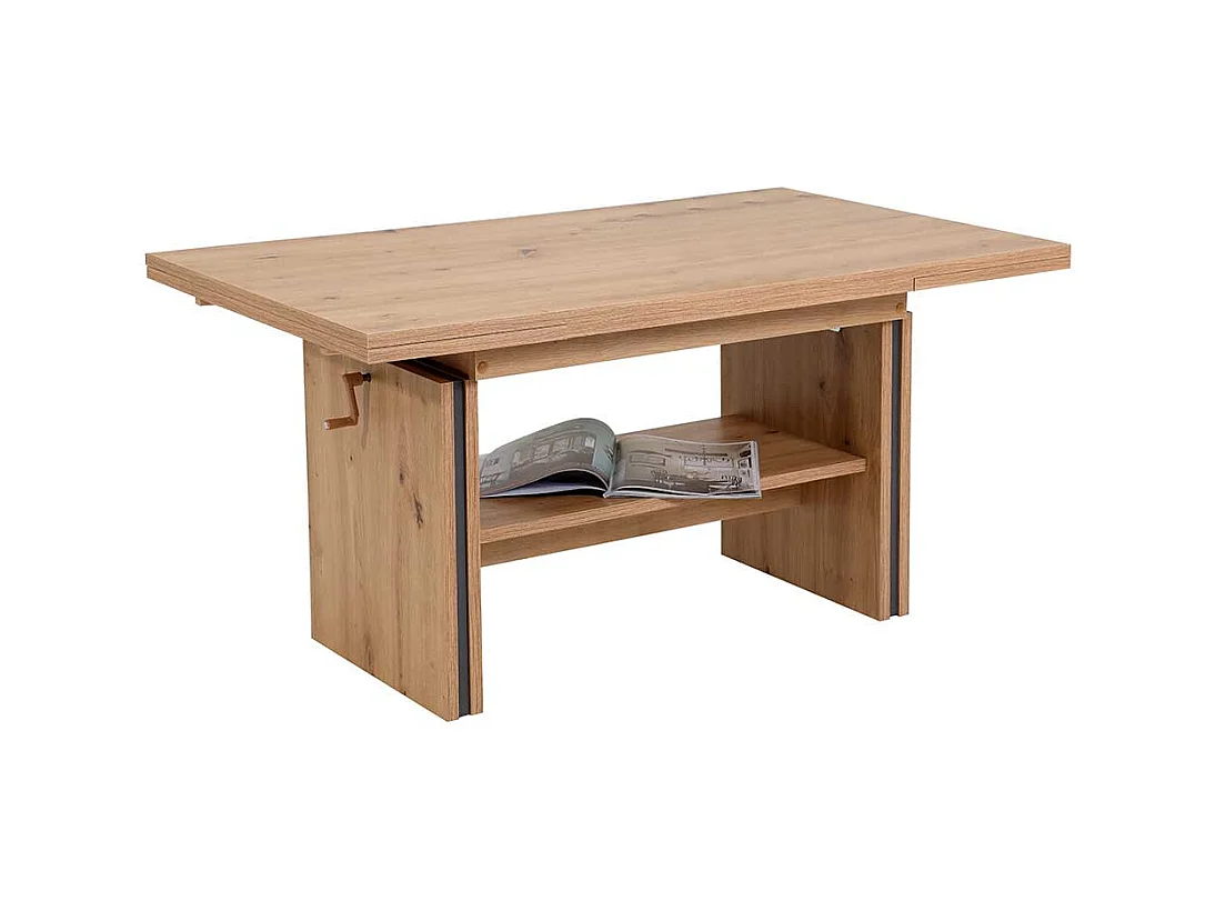 Couchtisch in Wildeichefarben ausziehbar und höhenverstellbar