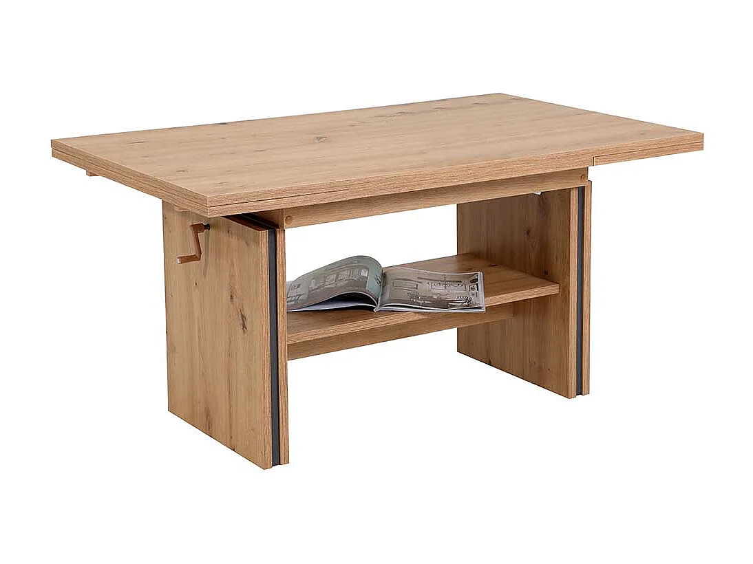 Couchtisch in Wildeichefarben ausziehbar und höhenverstellbar