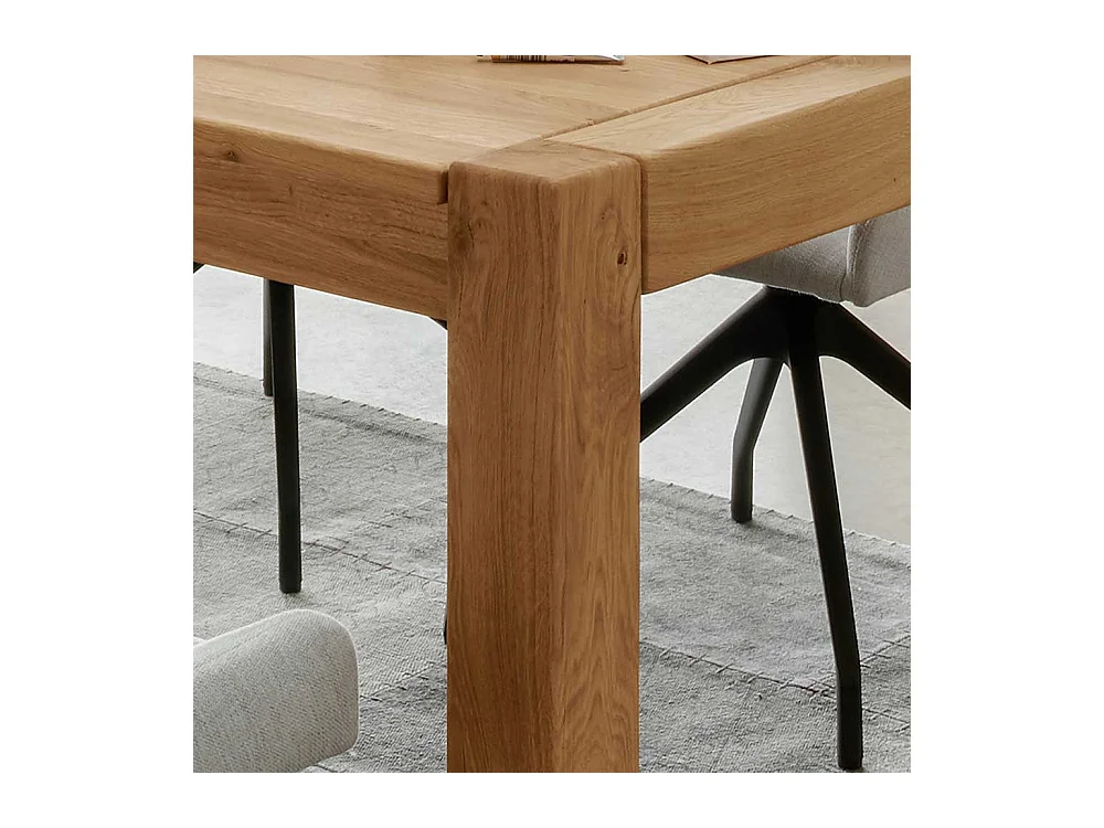 Tisch Massivholz ausziehbar aus Wildeiche Front Butterflyauszug